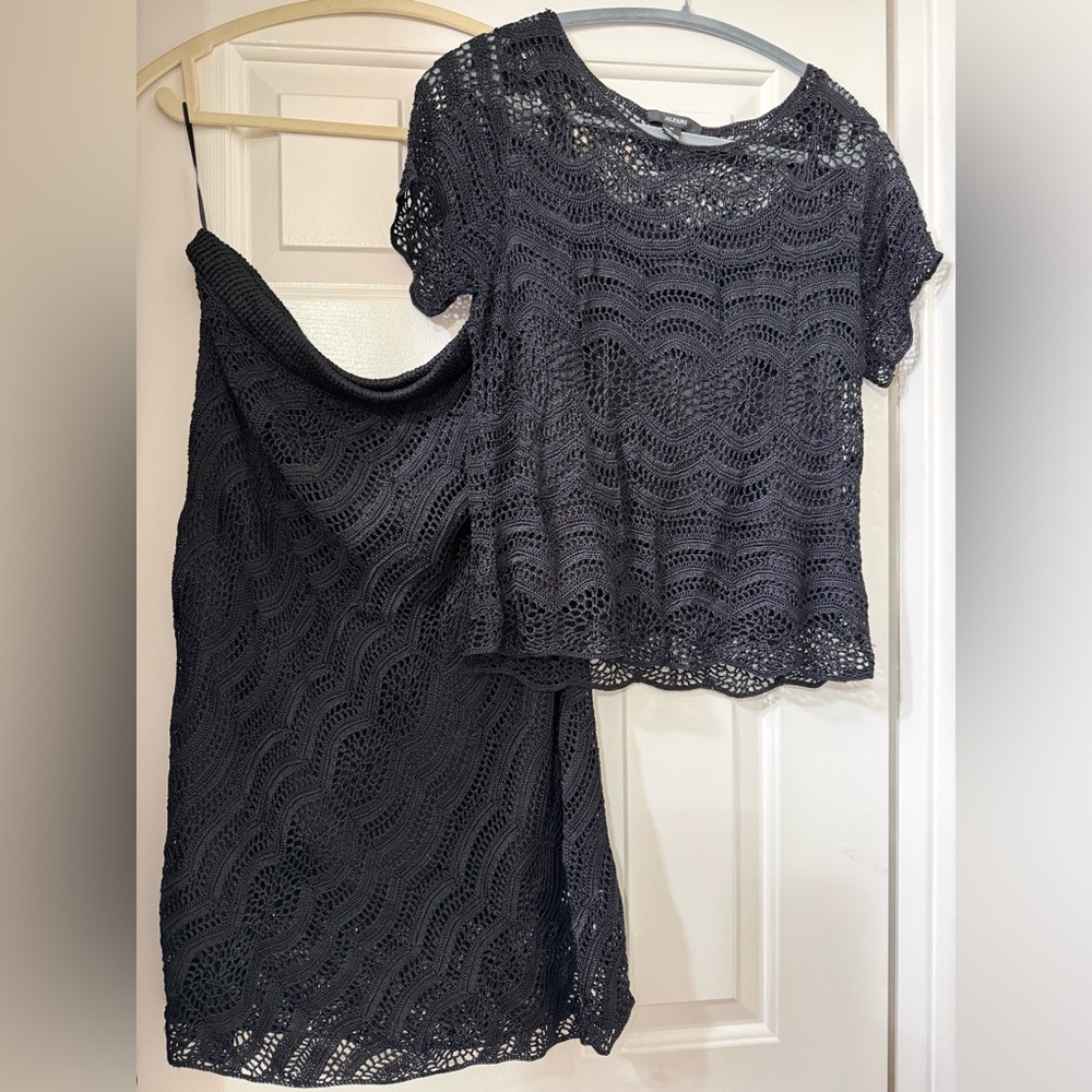 Alfani Black Crocheted Skirt and Top Set *NWOT